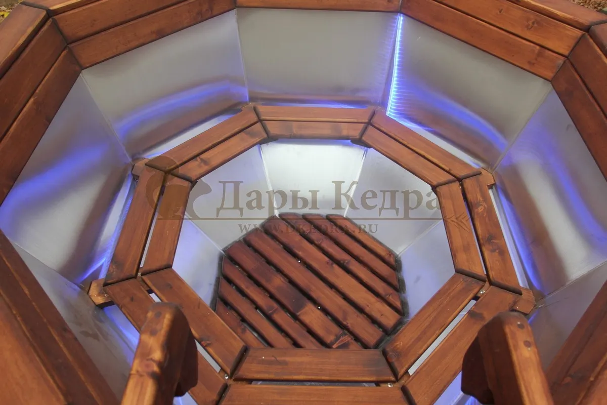 Банный чан из нержавеющей стали Ø-2350 на подставке с ветрозащитой и печью СТ3